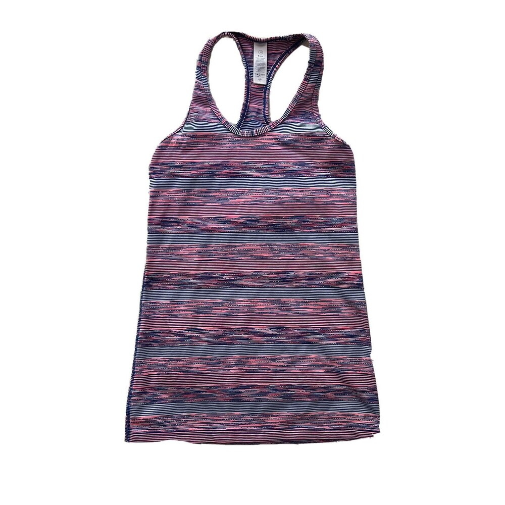 Lululemon Ivivva Girls Size 12 Athletic Striped Racer Back Tank Top, EUC